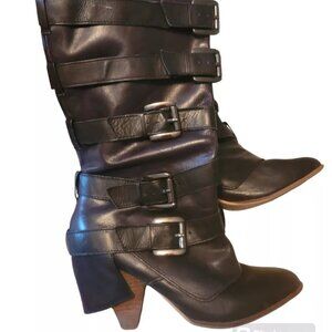 Bakers Black Leather Buckle Boots, Size 7.5, Buckley, Gothic